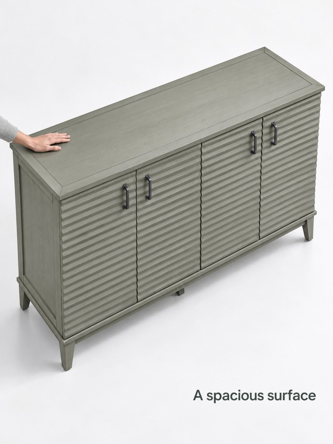 Four-Door Fluted Buffet Sideboard with Adjustable Shelves