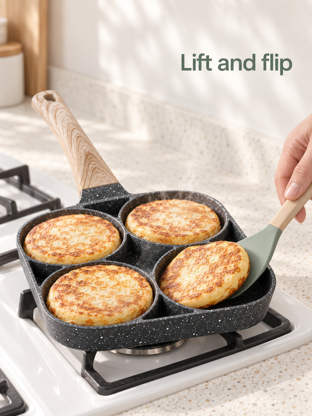 Four-Hole Stone Non-Stick Egg Frying Pan for Breakfast