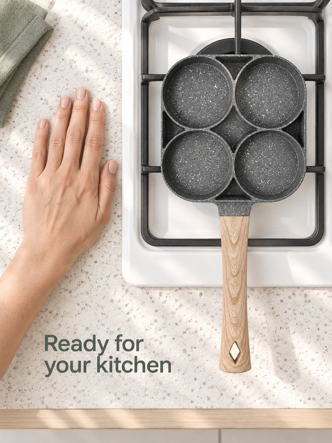 Four-Hole Stone Non-Stick Egg Frying Pan for Breakfast