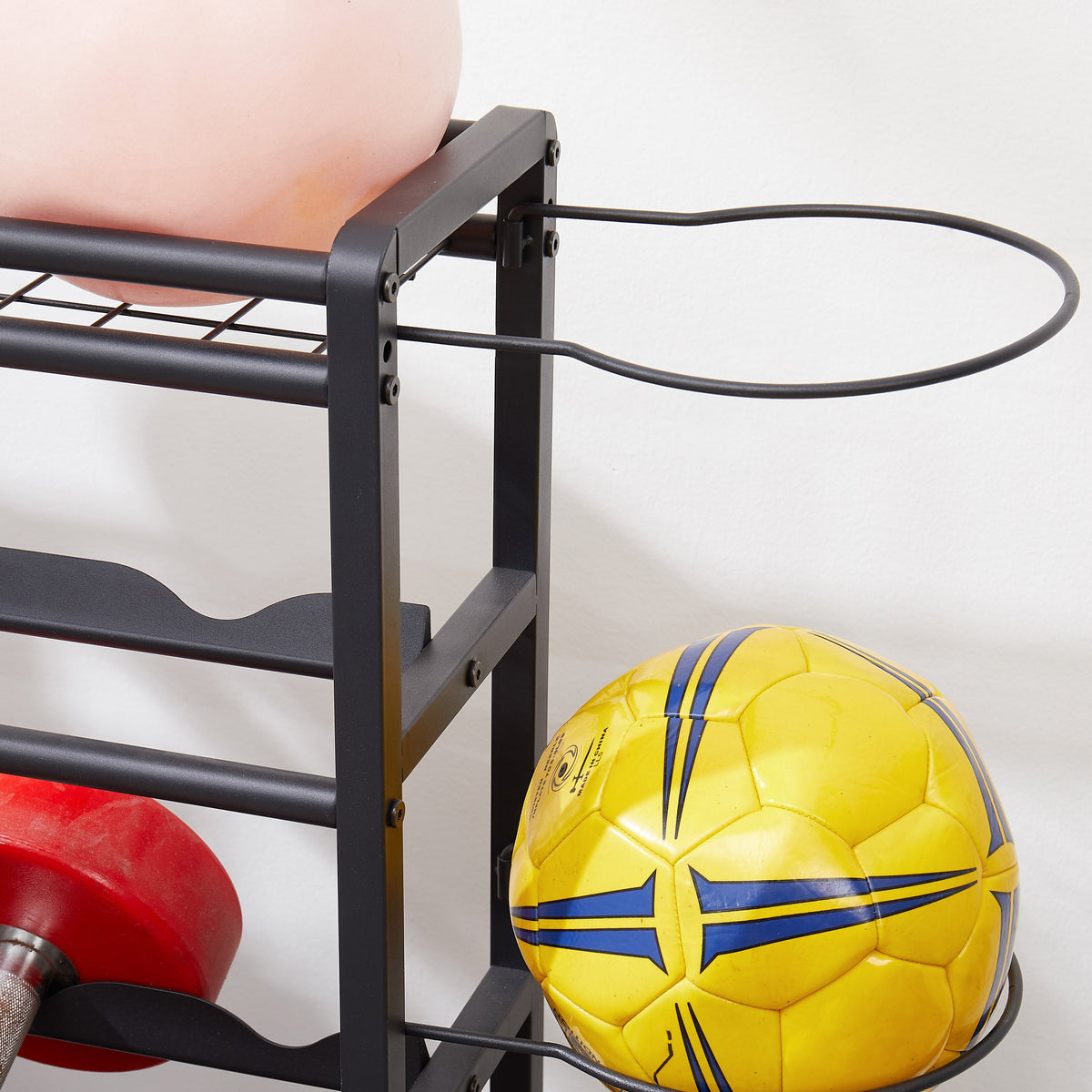 Four-Tier Metal Ball Storage Rack with Rolling Casters