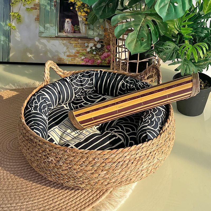 Rattan Cat Bed With Washable Cushion, All-Season