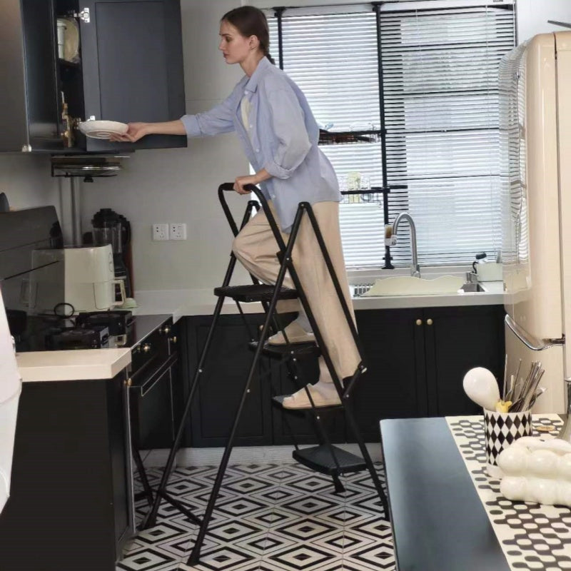 Folding Four Step Ladder with Wide Anti-Slip Steps
