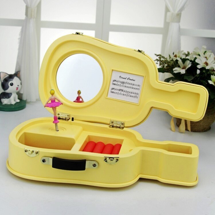 Violin Music Box With Dancing Ballerina And Mirror