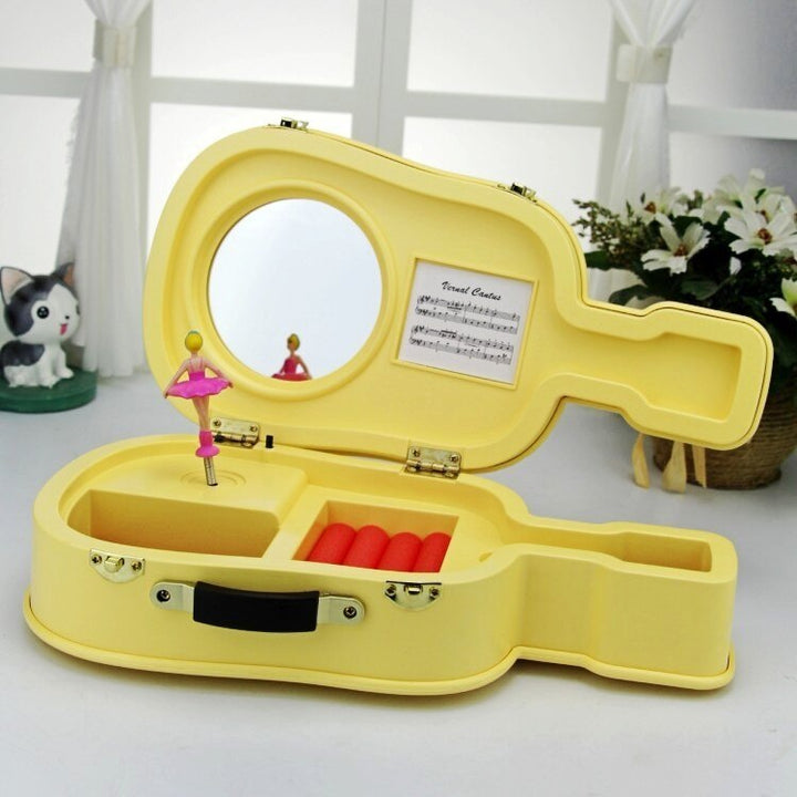 Violin Music Box With Dancing Ballerina And Mirror