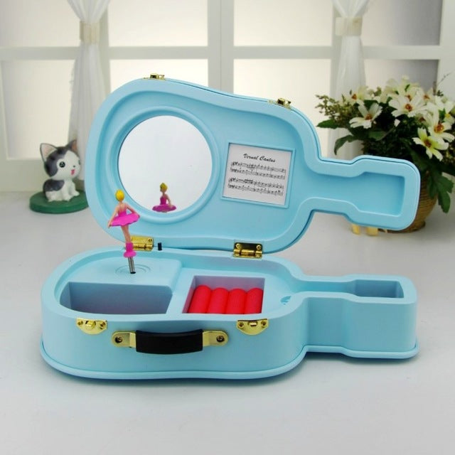 Violin Music Box With Dancing Ballerina And Mirror
