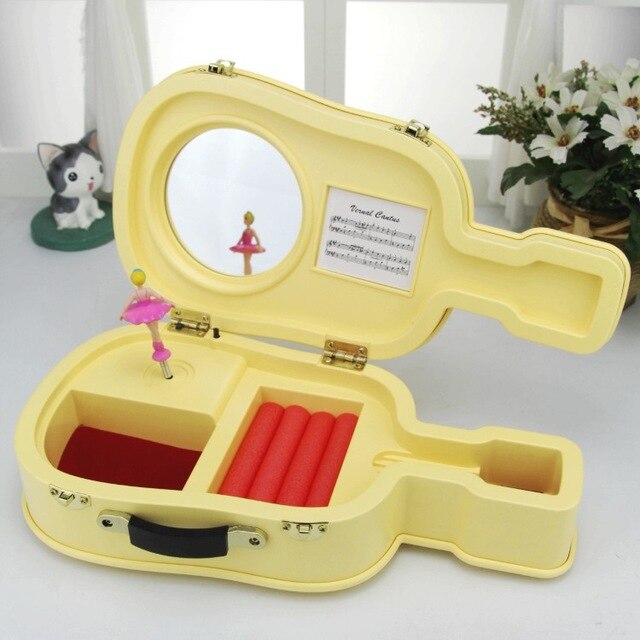 Violin Music Box With Dancing Ballerina And Mirror