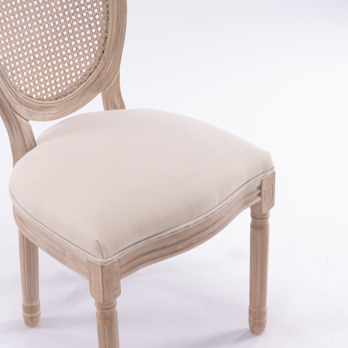 French-Style Dining Chairs Set of 2 with Rattan Back