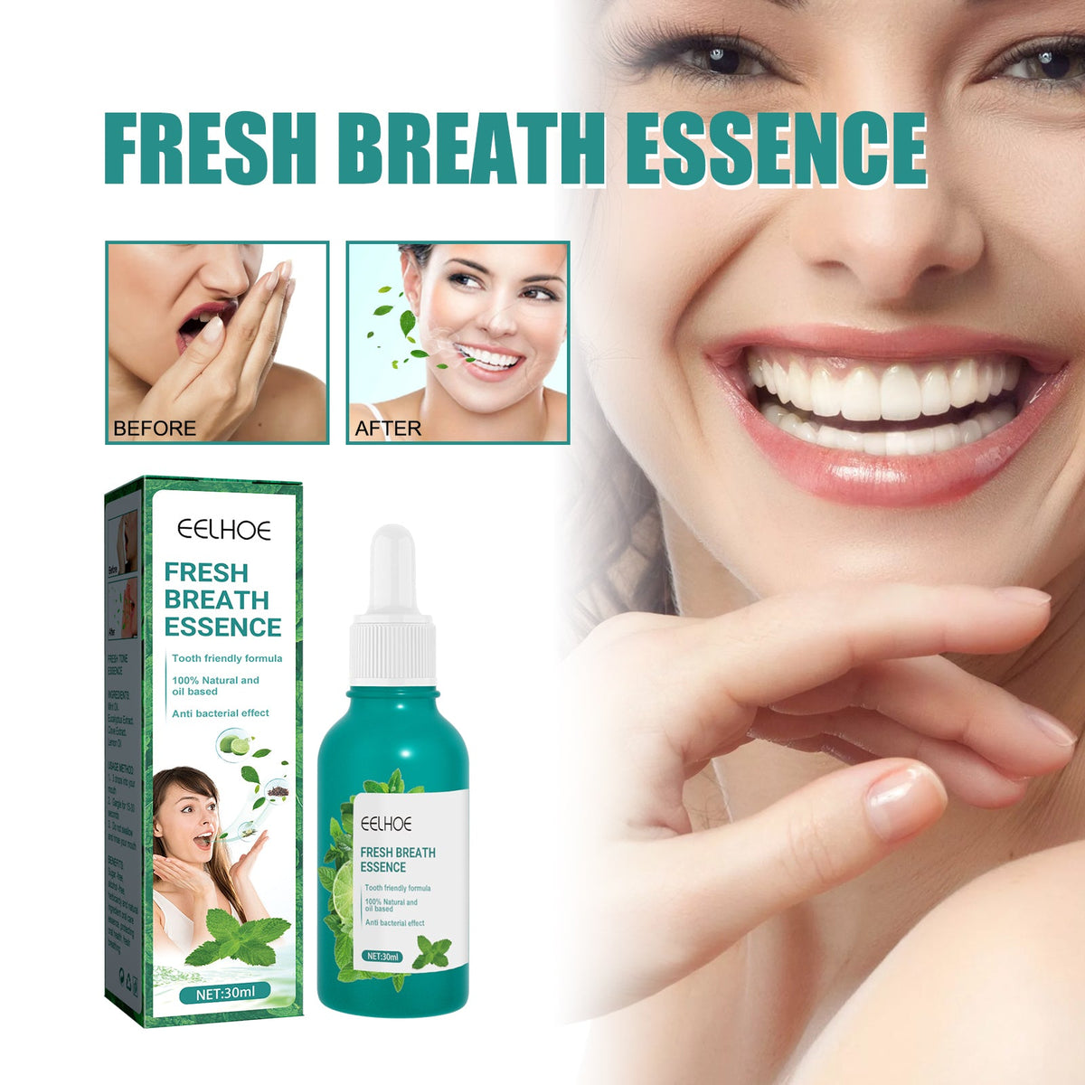 Fresh Breath Essence for Minty Post-Meal Confidence