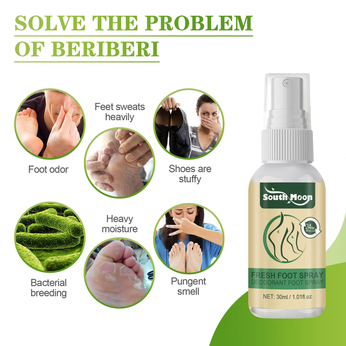 24-Hour Foot Odor Spray with Nano Silver & Essential Oils