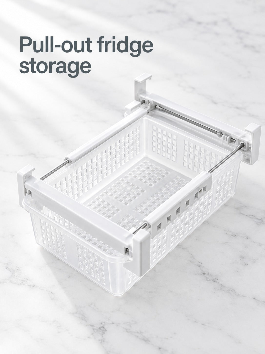 Fridge Pull Out Bin Organizer, No-Tool Snap