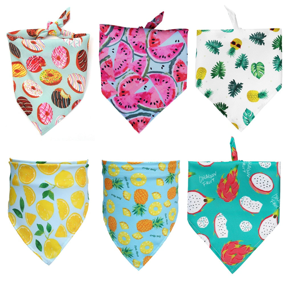 Fruit Print Pet Bandana for Colorful Summer Pet Style
