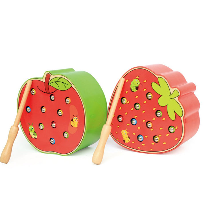 Magnetic Worm Catching Wooden Toy for Fine Motor Play