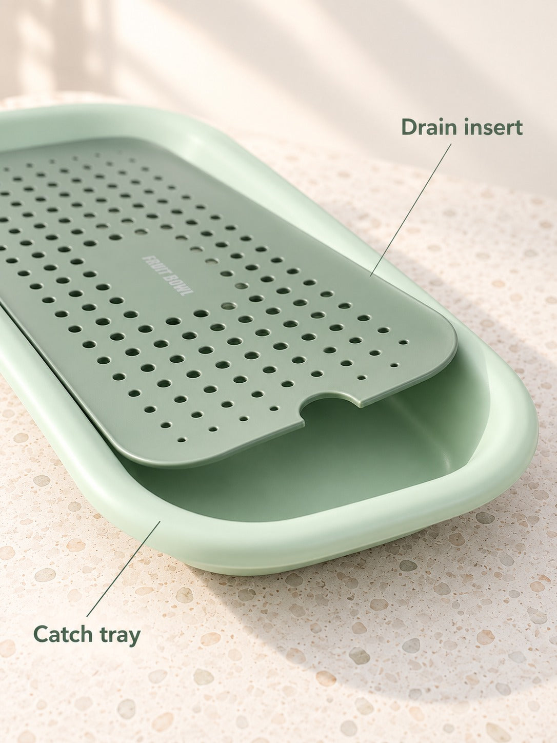 Fruit Tray with Drain Insert, Double Layer Nordic Serving