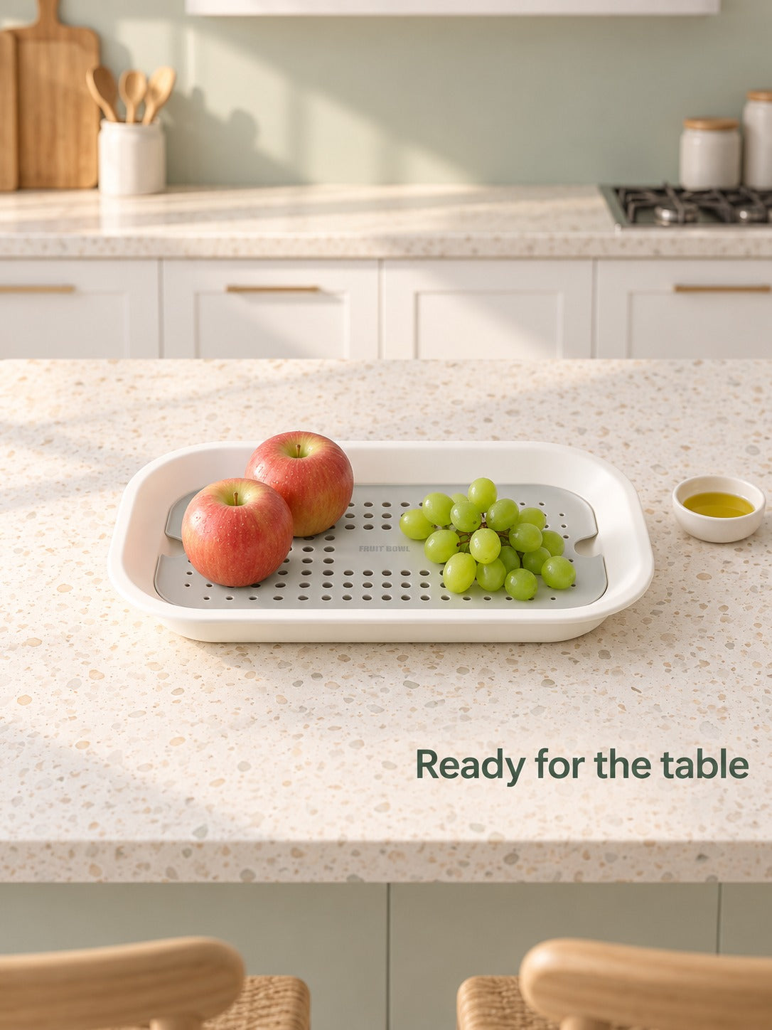 Fruit Tray with Drain Insert, Double Layer Nordic Serving