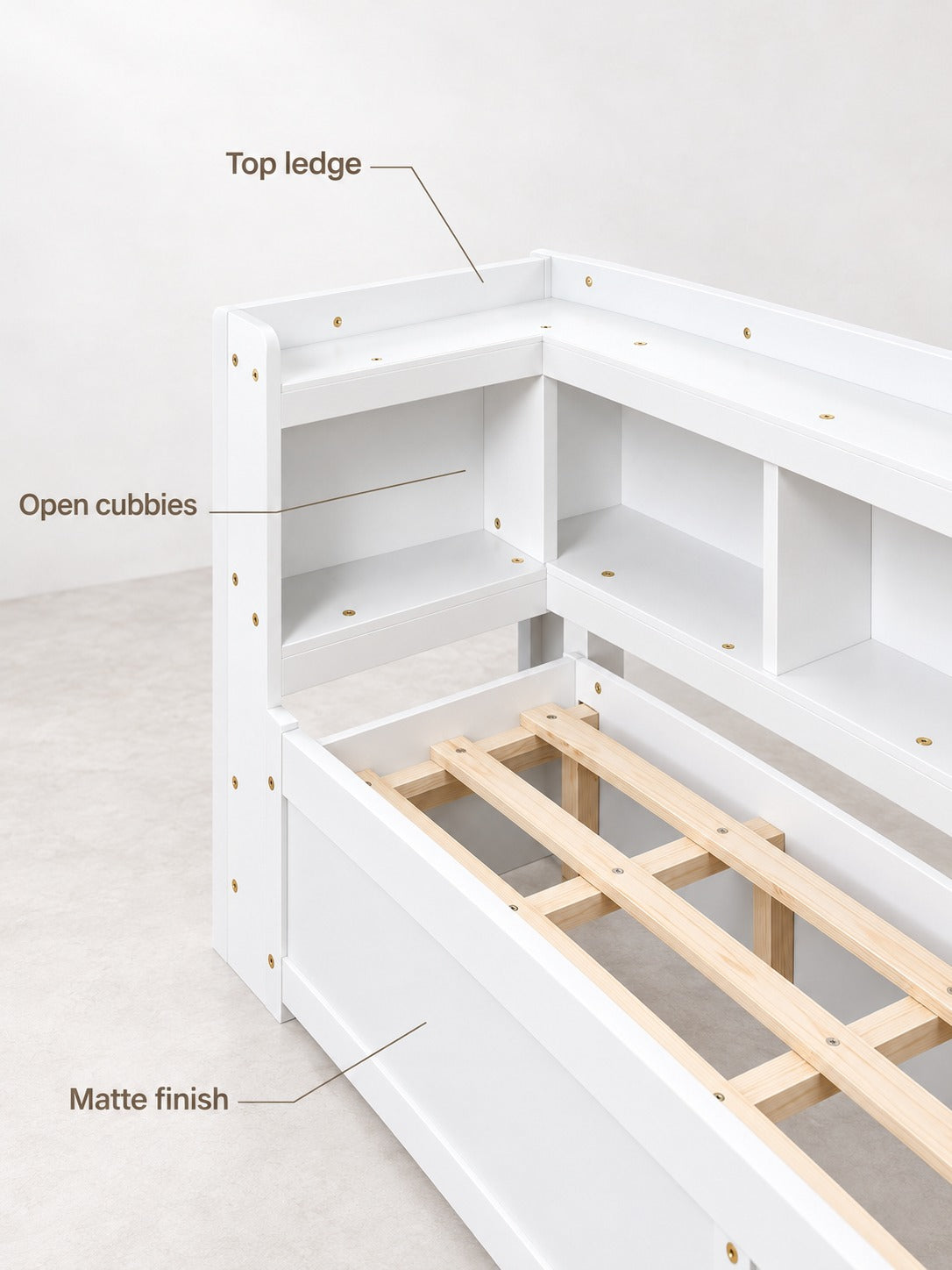 Full Bed with L-Shaped Bookcase Headboard and Drawers