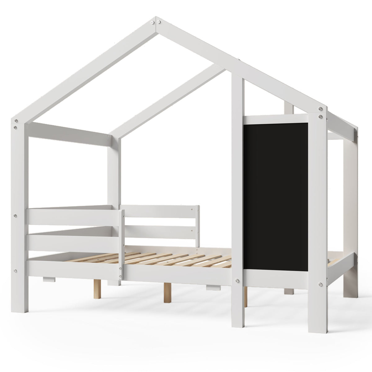 Kids House Bed with Chalkboard and Storage Drawers