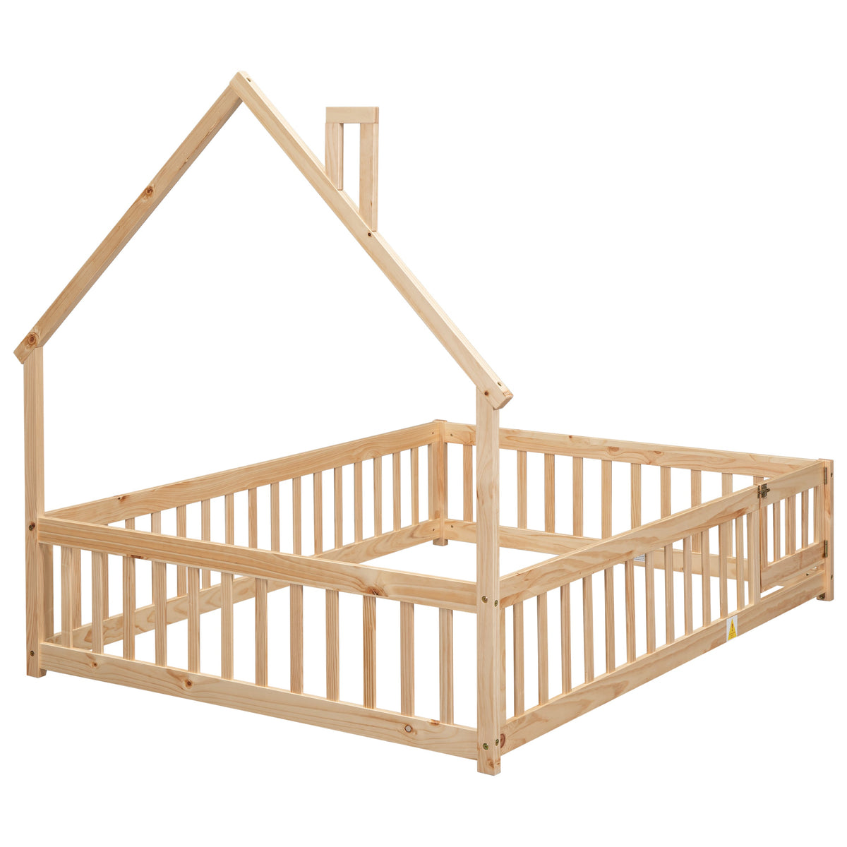 Full House Floor Bed for Toddlers, Solid Pine