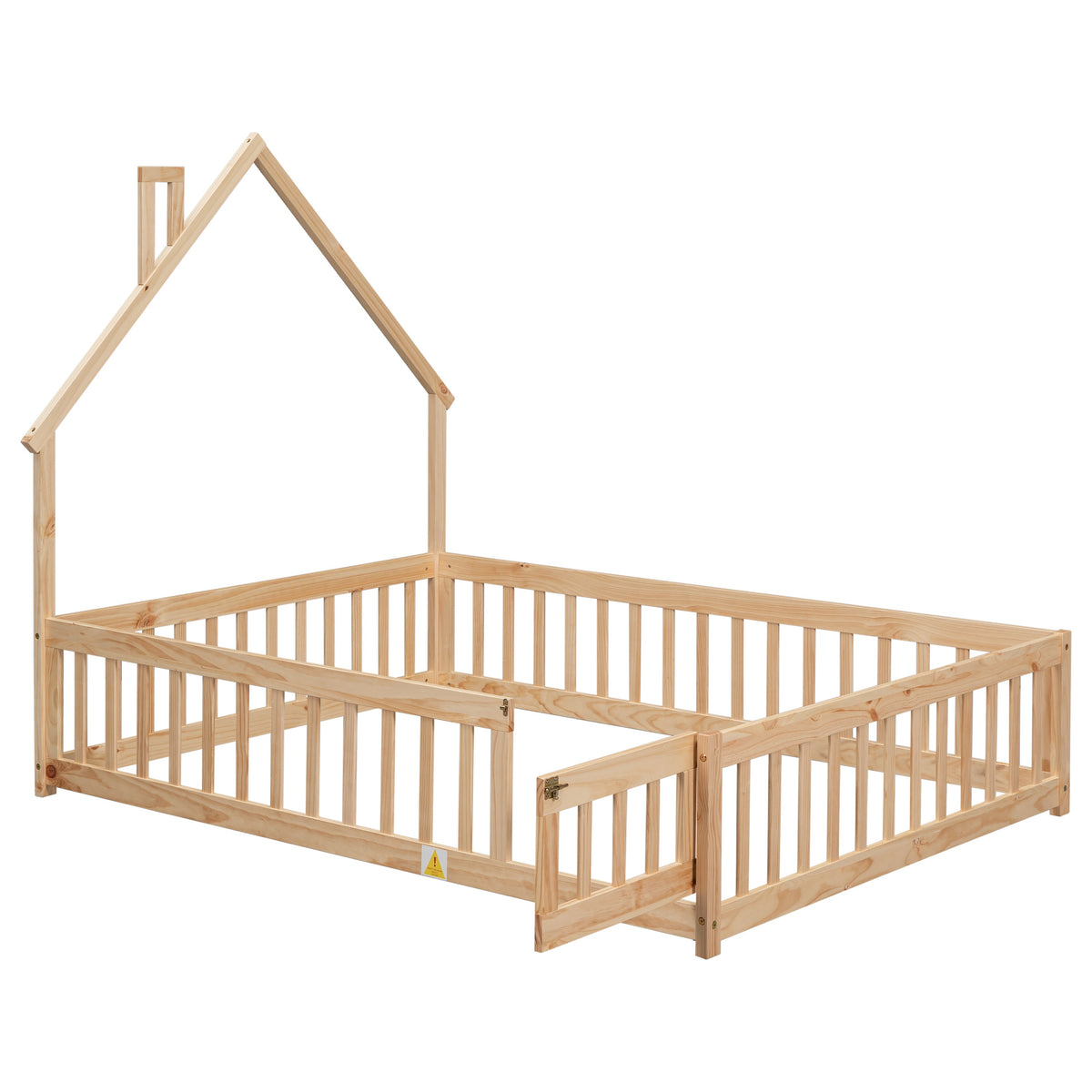 Full House Floor Bed for Toddlers, Solid Pine