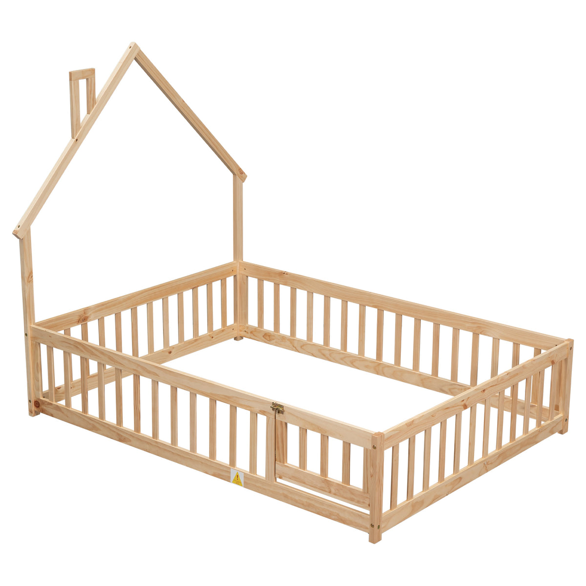 Full House Floor Bed for Toddlers, Solid Pine