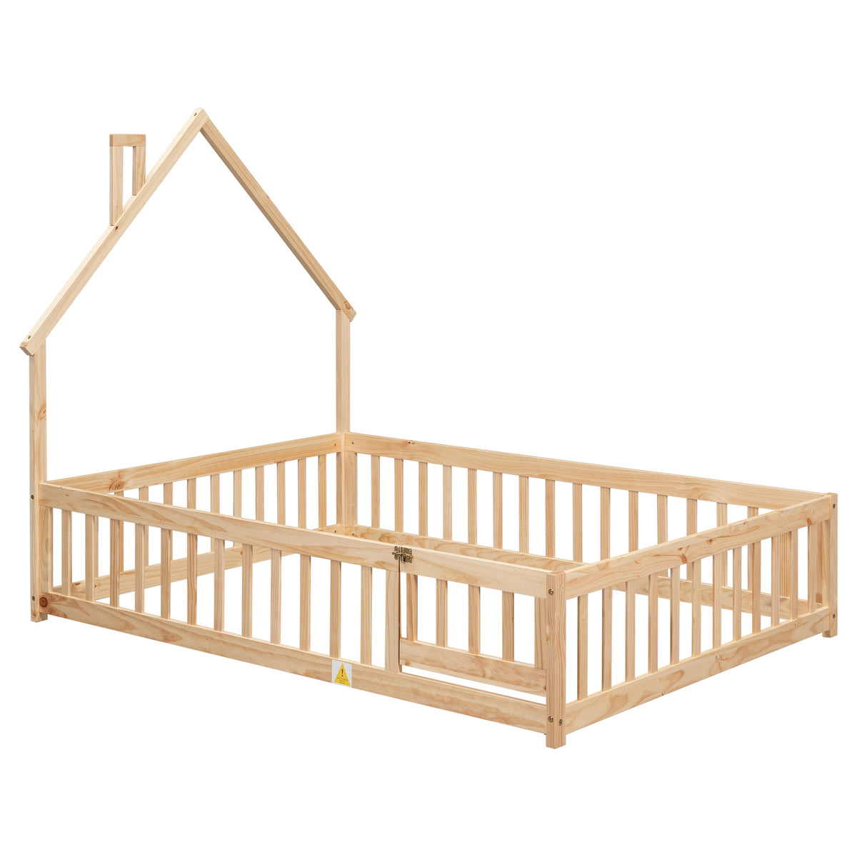 Full House Floor Bed for Toddlers, Solid Pine