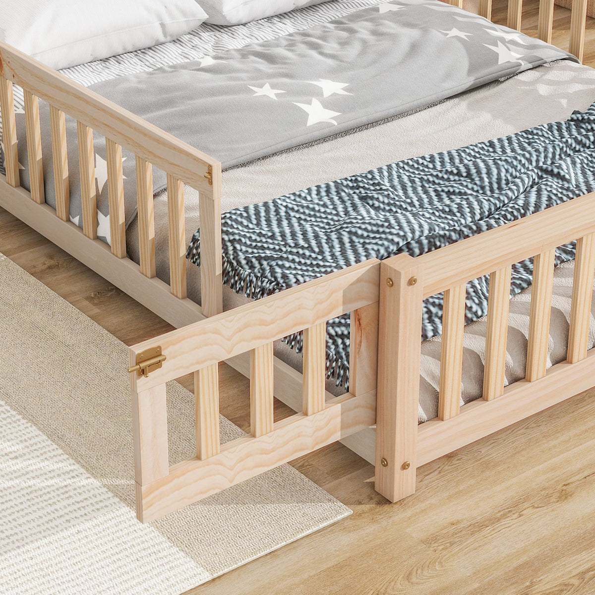 Full House Floor Bed for Toddlers, Solid Pine