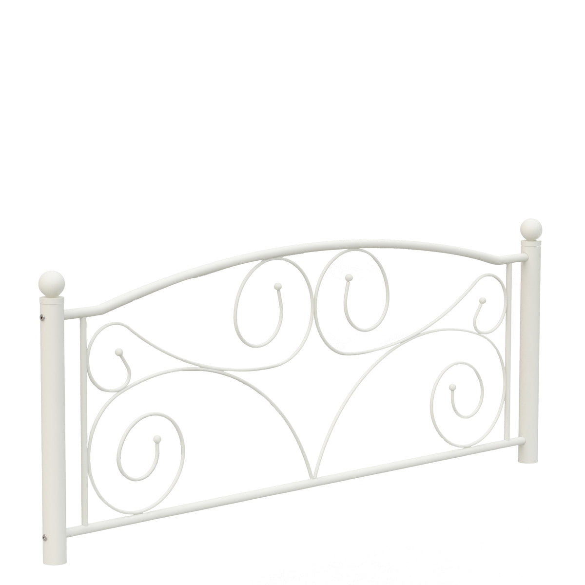 White Metal Bed Frame Full Size with Scrolled Headboard