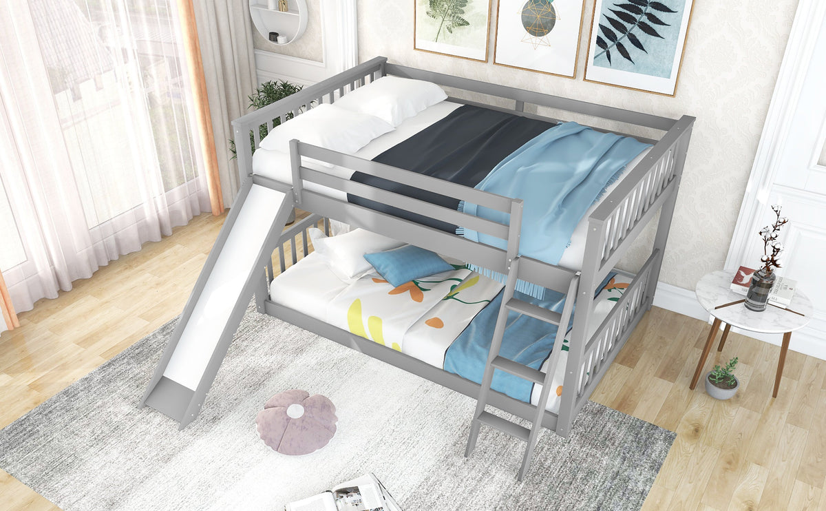 Full Over Full Bunk Bed with Slide for Shared Rooms