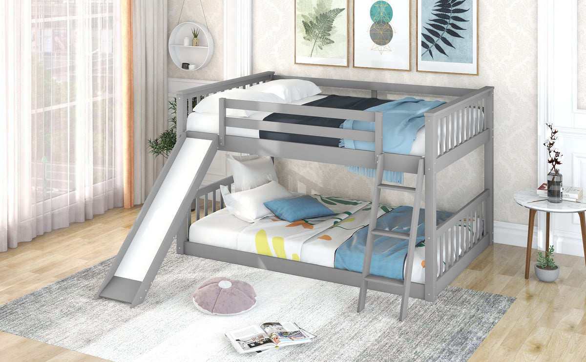 Full Over Full Bunk Bed with Slide for Shared Rooms