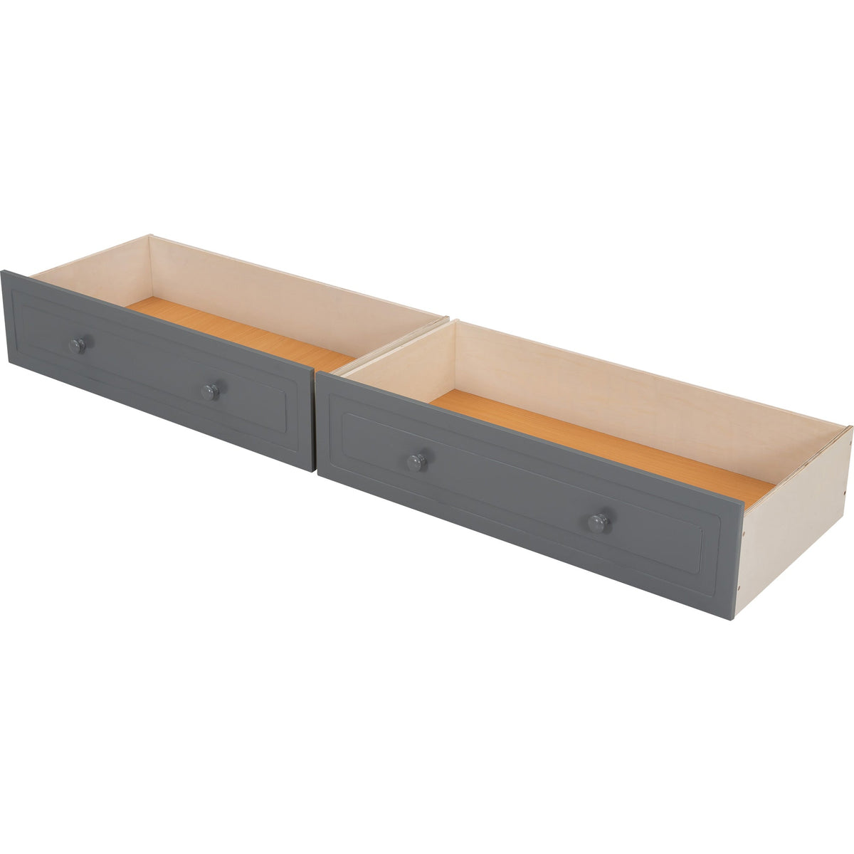Full Over Full Wood Bunk Bed with Storage Drawers Gray