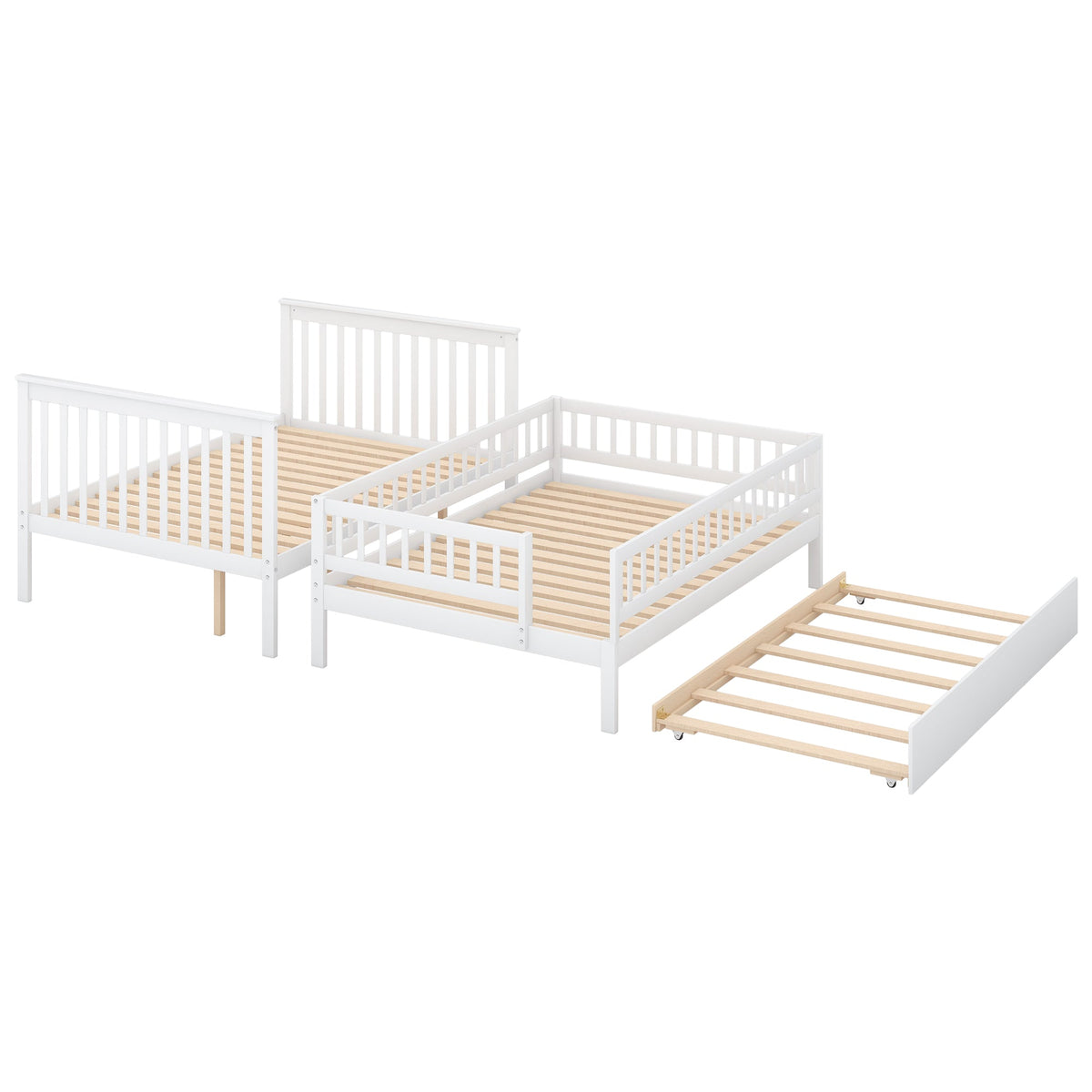 Full Over Full Bunk Bed with Trundle and Stairs
