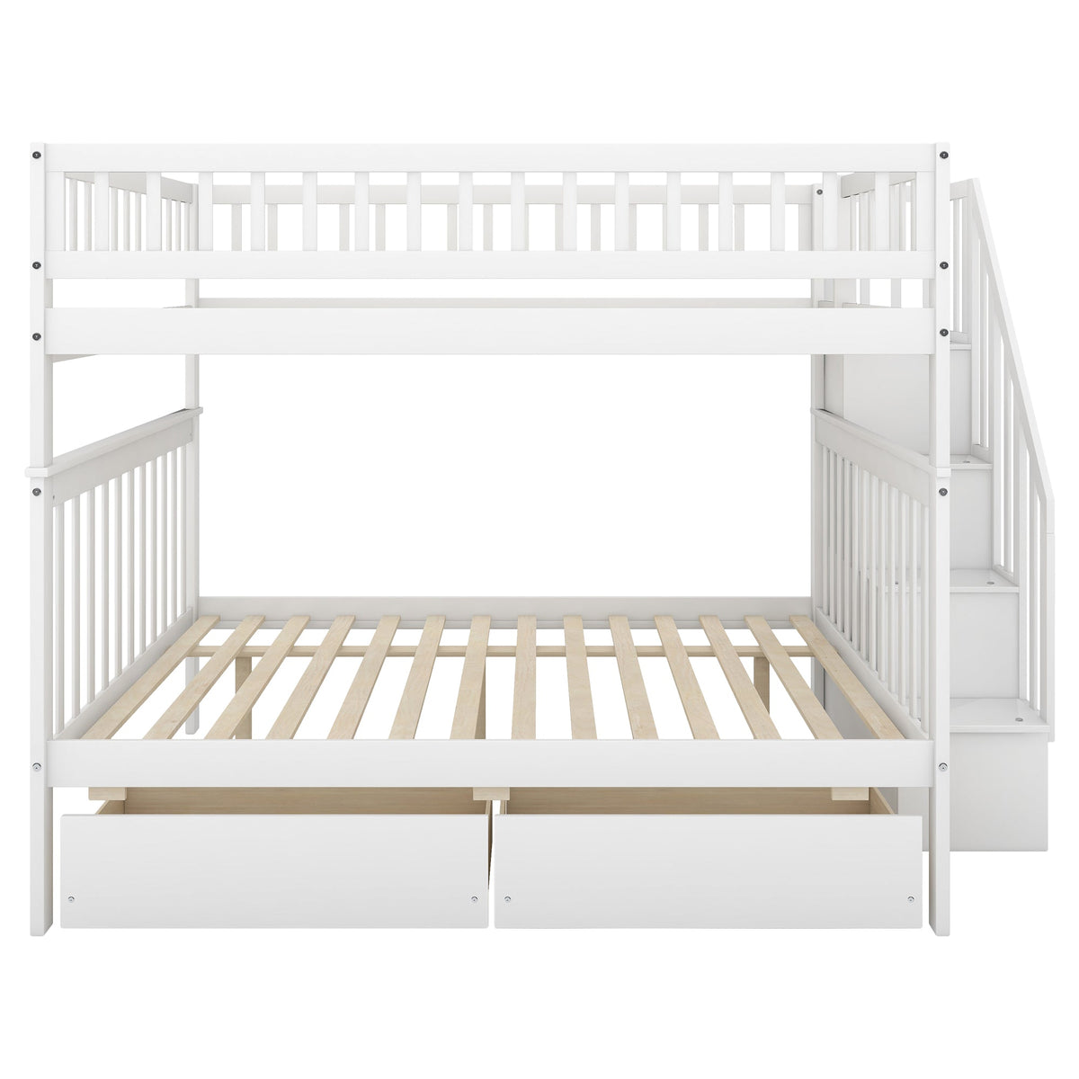 Full Over Full Bunk Bed with Stair Storage and Drawers