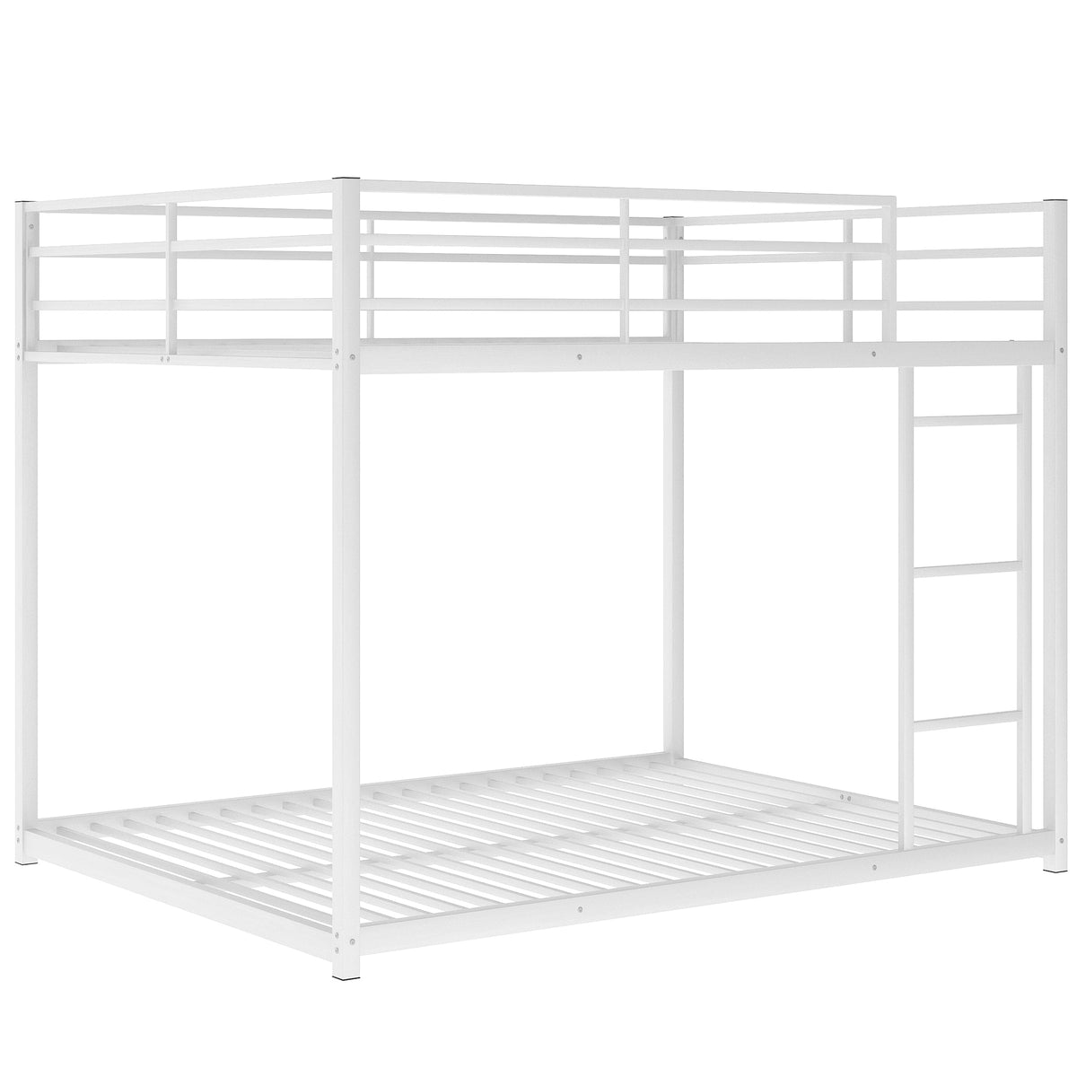 Full Over Full Metal Bunk Bed with Ladder and Guardrails