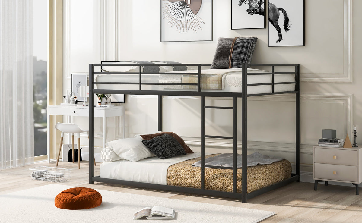 Full Over Full Metal Bunk Bed with Ladder for Shared Rooms