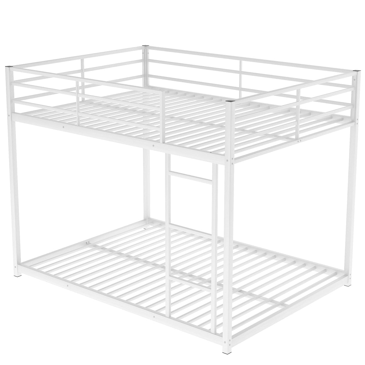 Full Over Full Metal Bunk Bed with Ladder and Guardrails