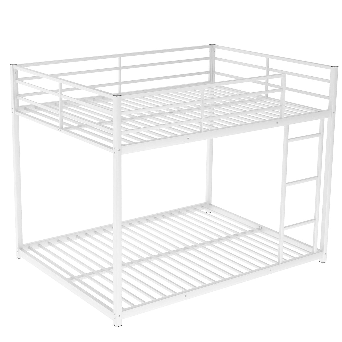 Full Over Full Metal Bunk Bed with Ladder and Guardrails