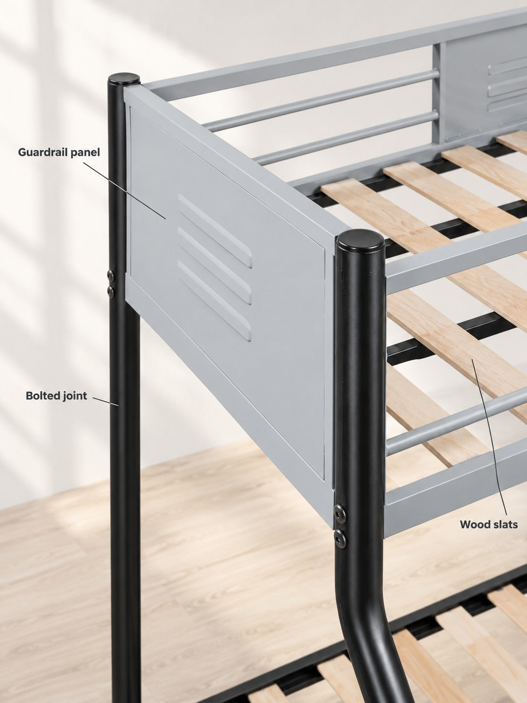 Full-Over-Full Metal Bunk Bed with Safety Guardrails