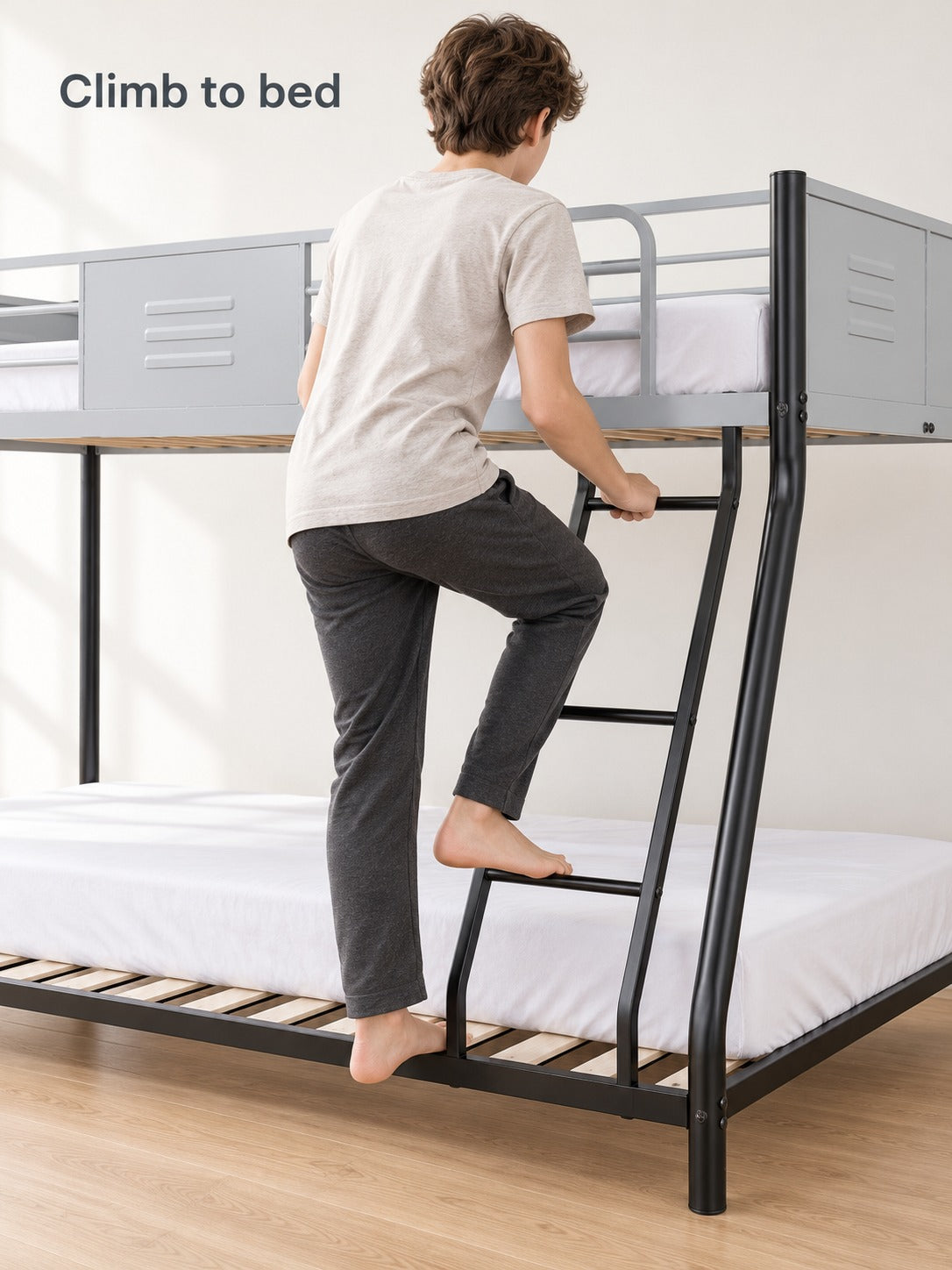 Full-Over-Full Metal Bunk Bed with Safety Guardrails