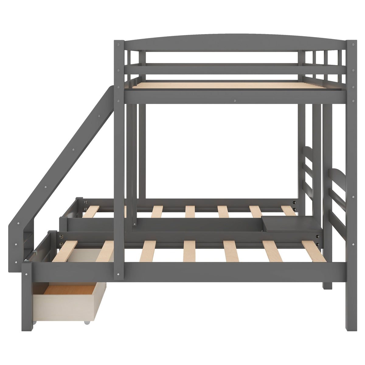 Full Over Twin Bunk Bed with Drawers for Kids
