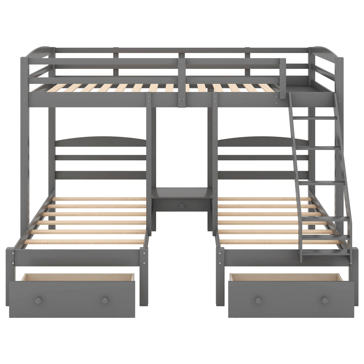 Full Over Twin Bunk Bed with Drawers for Kids