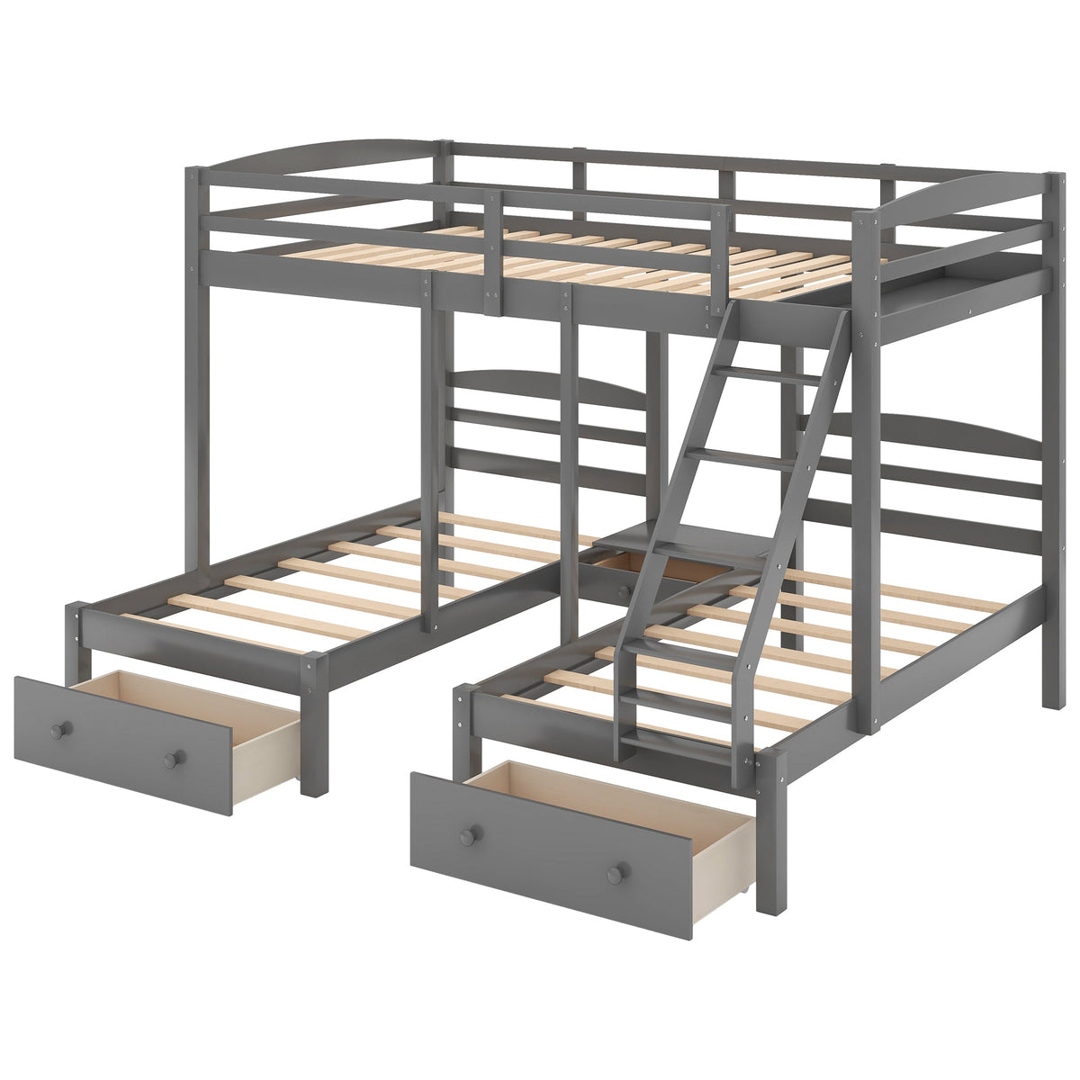 Full Over Twin Bunk Bed with Drawers for Kids