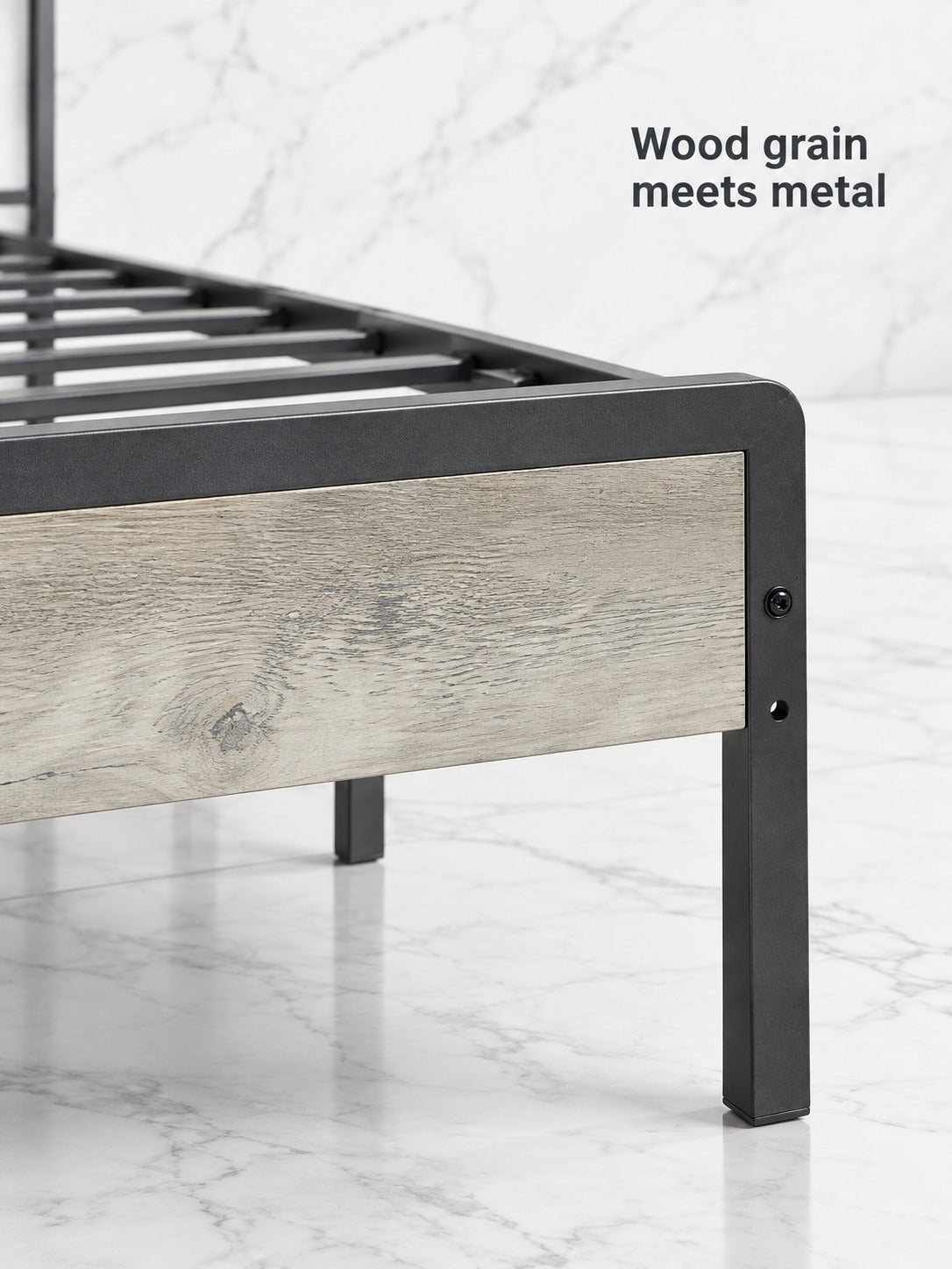 Full Size Bed Frame with Charging Station & Headboard