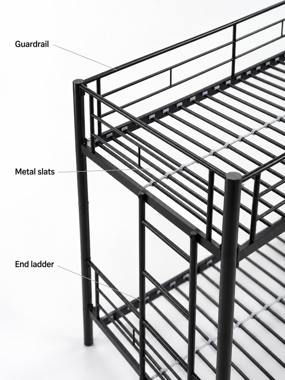 Full-Size Black Metal Bunk Bed, Converts to Two Beds