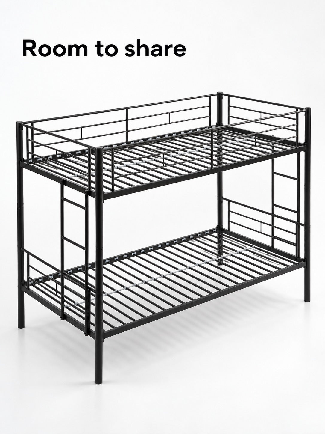 Full-Size Black Metal Bunk Bed, Converts to Two Beds