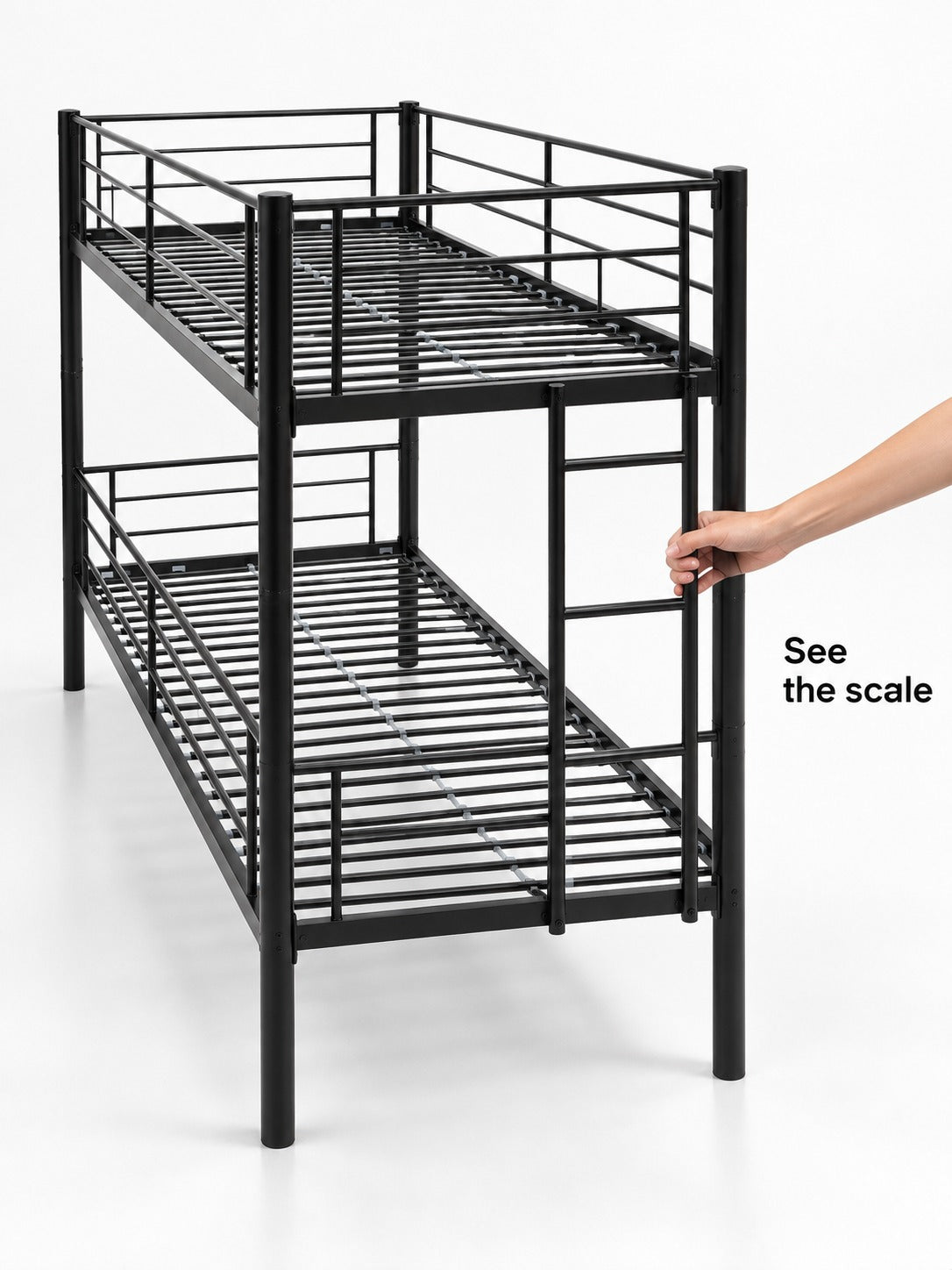 Full-Size Black Metal Bunk Bed, Converts to Two Beds