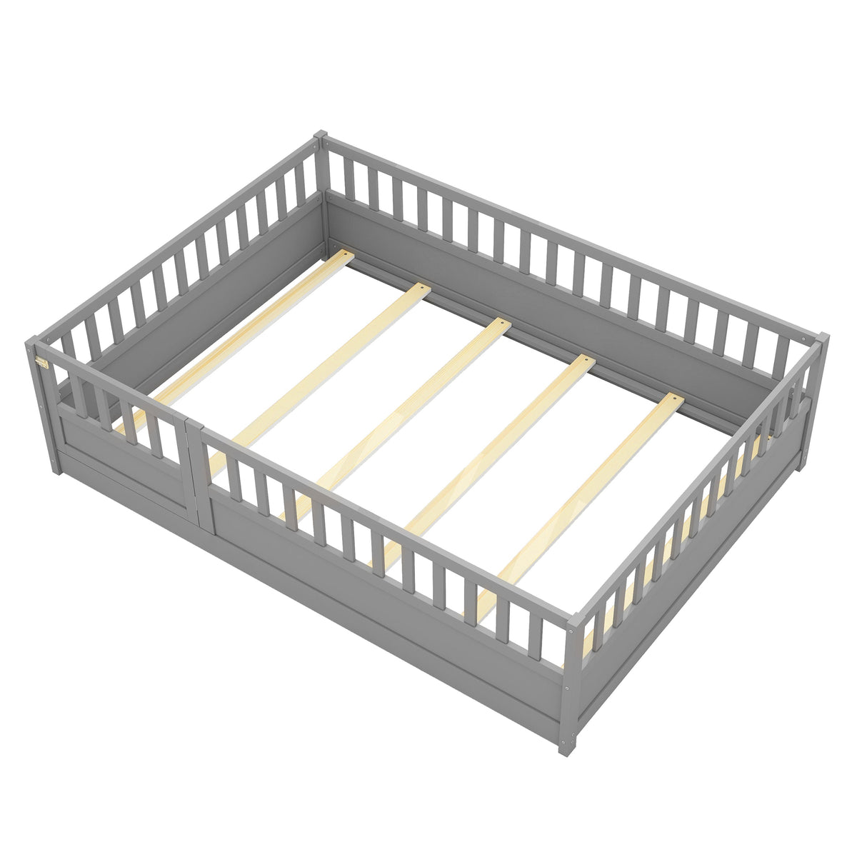 Full Size Montessori Floor Bed with Safety Guard Rails