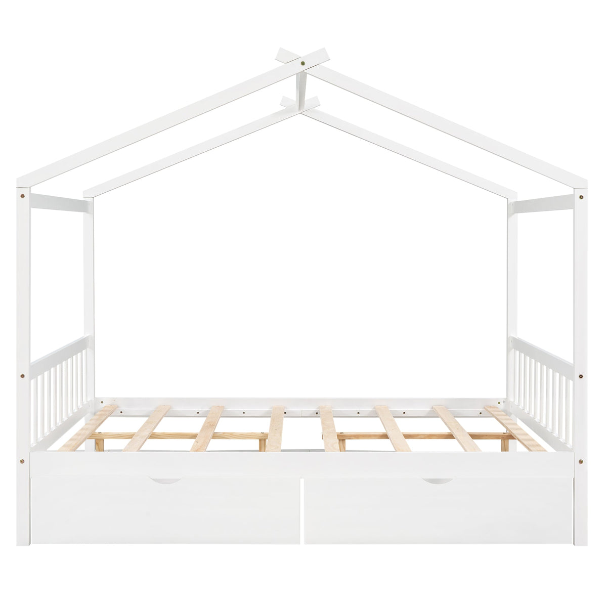 Full Size House Bed Frame with Two Under-Bed Drawers