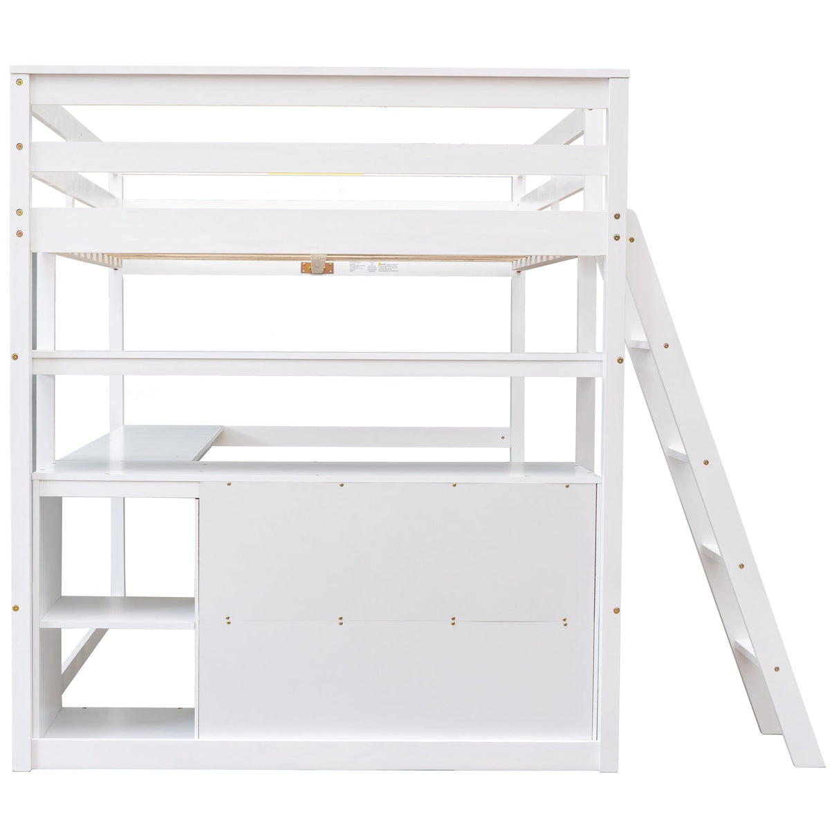 Full Size Loft Bed with Desk and Built-In Drawers