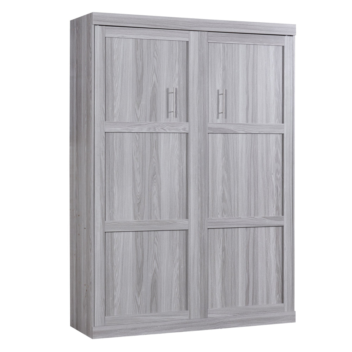 Full Size Murphy Bed Cabinet, Fold-Away Grey Wardrobe
