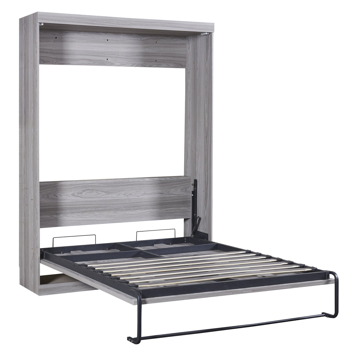 Full Size Murphy Bed Cabinet, Fold-Away Grey Wardrobe