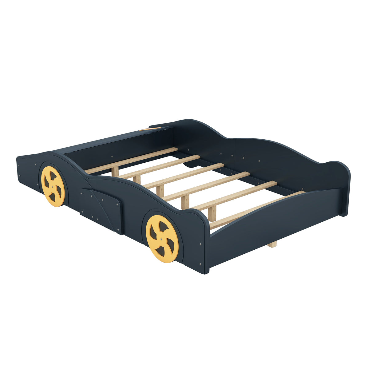Kids Full Size Race Car Bed with Wheels and Storage